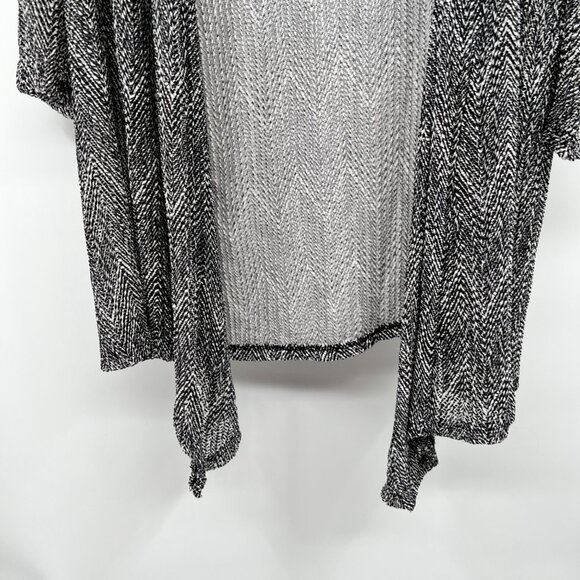 Beverly Drive Womens Sheer Cardigan Open Front 3/4 Sleeve Black/White Size 2X - Picture 3 of 8
